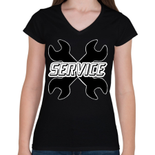 PRINTFASHION Service - Női V-nyakú póló - Fekete női póló