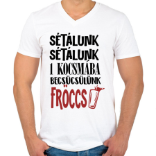 PRINTFASHION Sétálunk sétálunk - Férfi V-nyakú póló - Fehér férfi póló