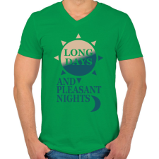 PRINTFASHION Setét torony  - Férfi V-nyakú póló - Zöld férfi póló