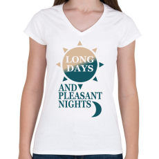 PRINTFASHION Setét torony  - Női V-nyakú póló - Fehér