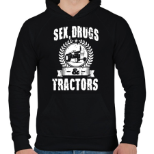 PRINTFASHION sex drugs tractors - Férfi kapucnis pulóver - Fekete férfi pulóver, kardigán