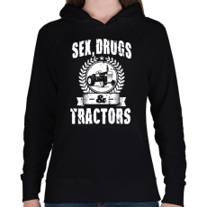 PRINTFASHION sex drugs tractors - Női kapucnis pulóver - Fekete