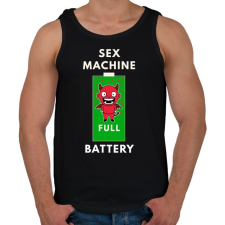 PRINTFASHION sex machine batteryFULL - Férfi atléta - Fekete atléta, trikó
