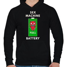 PRINTFASHION sex machine batteryFULL - Férfi kapucnis pulóver - Fekete