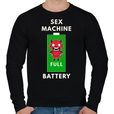 PRINTFASHION sex machine batteryFULL - Férfi pulóver - Fekete férfi pulóver, kardigán