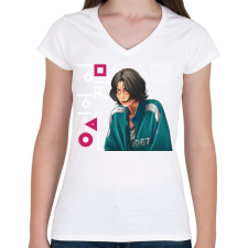 PRINTFASHION Sguid game - nyerd meg az életed 07 - Női V-nyakú póló - Fehér női póló