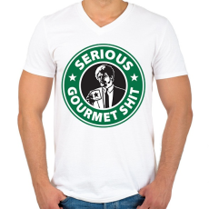 PRINTFASHION Sh*tbucks - Férfi V-nyakú póló - Fehér