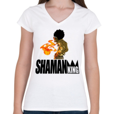 PRINTFASHION Shaman King - Női V-nyakú póló - Fehér női póló