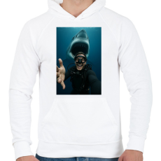 PRINTFASHION Shark - Férfi kapucnis pulóver - Fehér