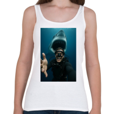 PRINTFASHION Shark - Női atléta - Fehér női trikó