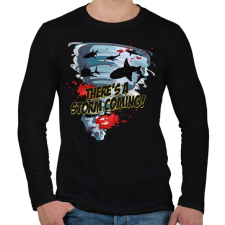 PRINTFASHION Shark tornádó - Férfi hosszú ujjú póló - Fekete férfi póló