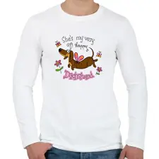 PRINTFASHION She's very happy dachshund - Férfi hosszú ujjú póló - Fehér férfi póló