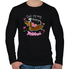 PRINTFASHION She's very happy Dachshund - Férfi hosszú ujjú póló - Fekete