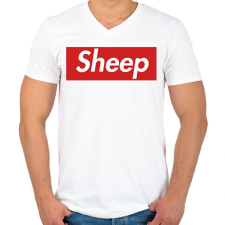 PRINTFASHION Sheep - Férfi V-nyakú póló - Fehér férfi póló