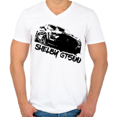 PRINTFASHION Shelby Gt 500 - Férfi V-nyakú póló - Fehér