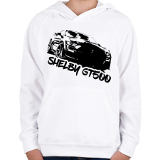 PRINTFASHION Shelby Gt 500 - Gyerek kapucnis pulóver - Fehér gyerek pulóver, kardigán