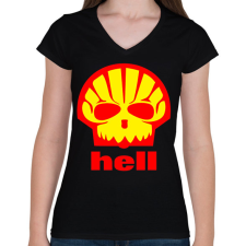 PRINTFASHION Shell - Női V-nyakú póló - Fekete női póló