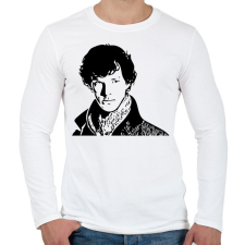 PRINTFASHION Sherlock Holmes - Férfi hosszú ujjú póló - Fehér férfi póló
