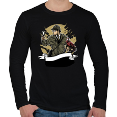 PRINTFASHION Sherlock Holmes - Férfi hosszú ujjú póló - Fekete