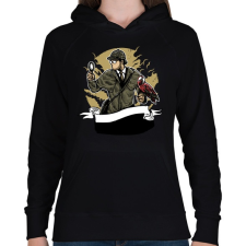 PRINTFASHION Sherlock Holmes - Női kapucnis pulóver - Fekete női pulóver, kardigán