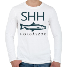 PRINTFASHION SHH horgászok - Férfi hosszú ujjú póló - Fehér férfi póló