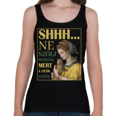 PRINTFASHION Shhh... ne szólj hozzám - Cicás - Női atléta - Fekete