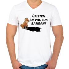 PRINTFASHION Shiba Batman meme - Férfi V-nyakú póló - Fehér férfi póló