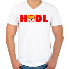 PRINTFASHION Shiba hodl - Férfi V-nyakú póló - Fehér
