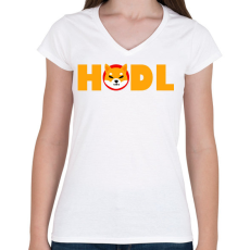 PRINTFASHION Shiba hodl - Női V-nyakú póló - Fehér
