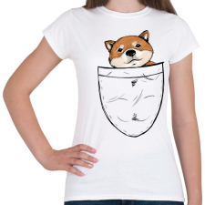 PRINTFASHION Shiba zsebminta - Női póló - Fehér női póló