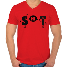 PRINTFASHION SHIT - Férfi V-nyakú póló - Piros férfi póló