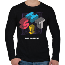PRINTFASHION SHIT HAPPENS - Férfi hosszú ujjú póló - Fekete