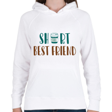 PRINTFASHION Short best friend - Női kapucnis pulóver - Fehér női pulóver, kardigán