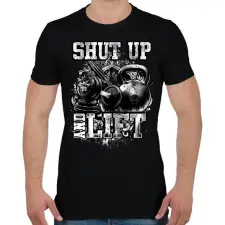 PRINTFASHION Shut up and lift - Férfi póló - Fekete férfi póló