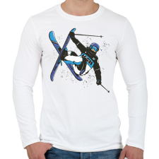 PRINTFASHION Síelés - Férfi hosszú ujjú póló - Fehér férfi póló