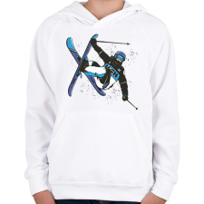 PRINTFASHION Síelés - Gyerek kapucnis pulóver - Fehér gyerek pulóver, kardigán