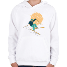 PRINTFASHION Síelő - Gyerek kapucnis pulóver - Fehér gyerek pulóver, kardigán