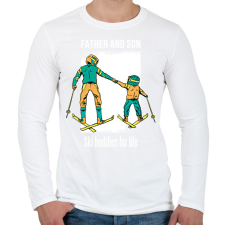 PRINTFASHION Síelős apa-fia - Férfi hosszú ujjú póló - Fehér férfi póló
