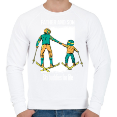 PRINTFASHION Síelős apa-fia - Férfi pulóver - Fehér