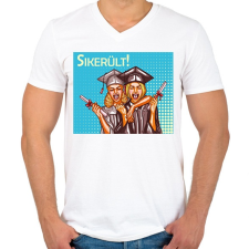 PRINTFASHION Sikerült - Popart - Férfi V-nyakú póló - Fehér férfi póló