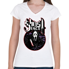 PRINTFASHION Sikoly - ghost face - Női V-nyakú póló - Fehér