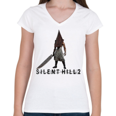 PRINTFASHION Silent hill 2 pyramid head - Női V-nyakú póló - Fehér