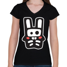 PRINTFASHION sims.bunny - Női V-nyakú póló - Fekete női póló
