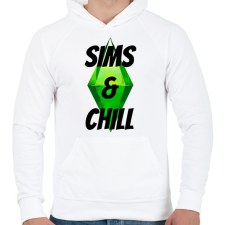 PRINTFASHION Sims&chill - Férfi kapucnis pulóver - Fehér férfi pulóver, kardigán