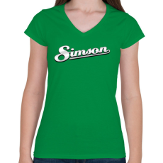PRINTFASHION Simson Logó 3D (fémes stílus) - Női V-nyakú póló - Zöld
