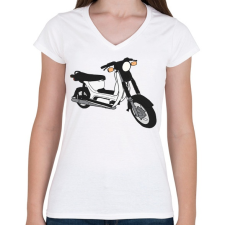 PRINTFASHION Simson sr50 - Női V-nyakú póló - Fehér női póló