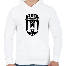 PRINTFASHION Simson Suhl Mopedsport Schwalbe Logó (v.2) - Férfi kapucnis pulóver - Fehér férfi pulóver, kardigán