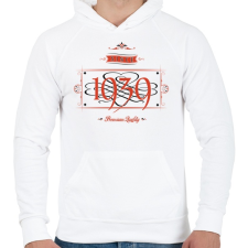 PRINTFASHION since-1939-red-black - Férfi kapucnis pulóver - Fehér férfi pulóver, kardigán