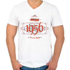 PRINTFASHION since-1956-red-black - Férfi V-nyakú póló - Fehér