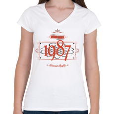 PRINTFASHION since-1987-red-black - Női V-nyakú póló - Fehér